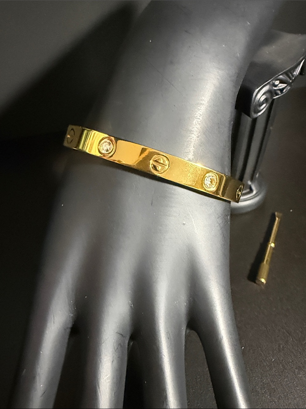 Gold Bangle Bracelet w/ Stones